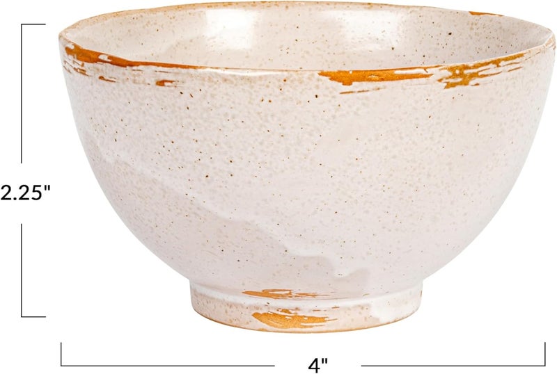 Creative CoOp 4 Inches Round Stoneware Dinnerware Set with Reactive Glaze Cream Set of 12 Bowls - Image 4