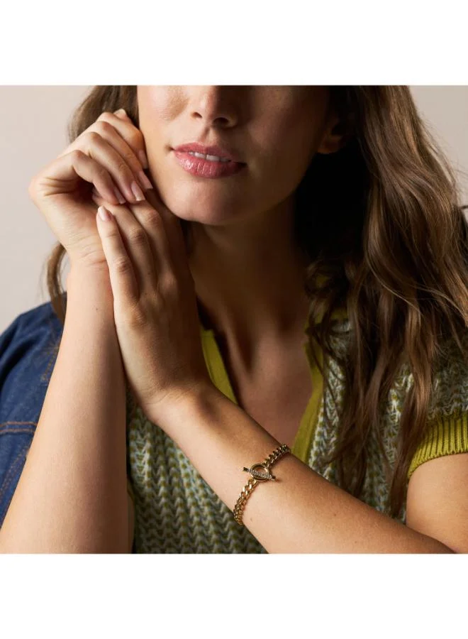 Fossil Carlie T-Bar Base Metal Bracelet with Cubic Zirconia