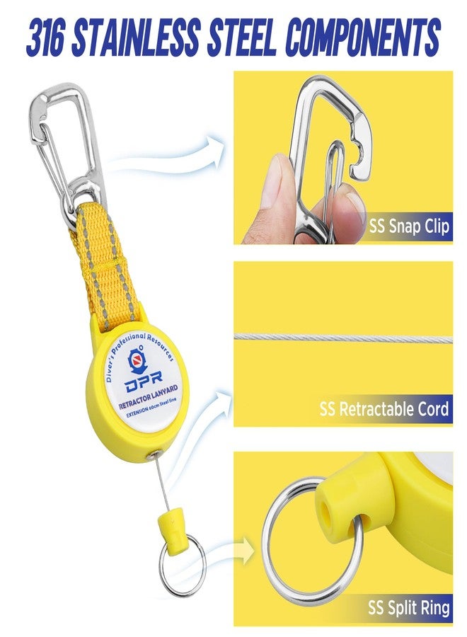 OVOVFANY Scuba Gear Retractable Tether with 316 Stainless Steel Snap Hook (Yellow) - Image 3