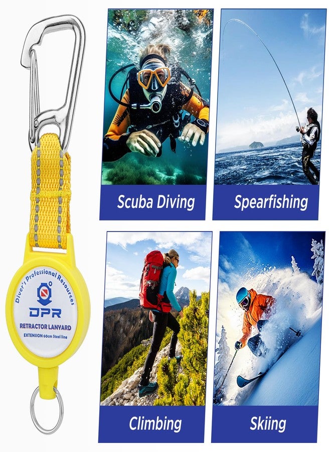 OVOVFANY Scuba Gear Retractable Tether with 316 Stainless Steel Snap Hook (Yellow) - Image 4