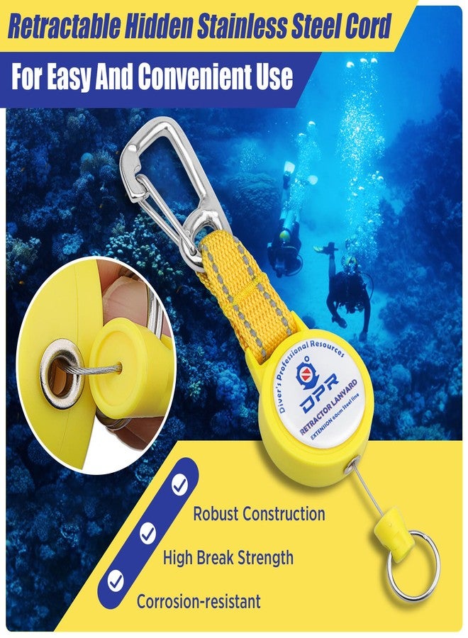 OVOVFANY Scuba Gear Retractable Tether with 316 Stainless Steel Snap Hook (Yellow) - Image 2