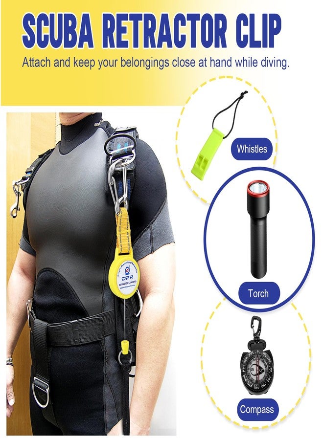 OVOVFANY Scuba Gear Retractable Tether with 316 Stainless Steel Snap Hook (Yellow) - Image 1