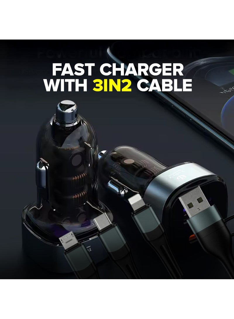 توبيز شاحن توبي CC-10 بقوة 150 واط مع كابل 3 في 2 - مخرج نوع-C، لايتنينغ وميكرو، بطول 1.2 متر، مصنوع من سبيكة الألمنيوم القابلة للتحمل وضفيرة نايلون. - Image 5