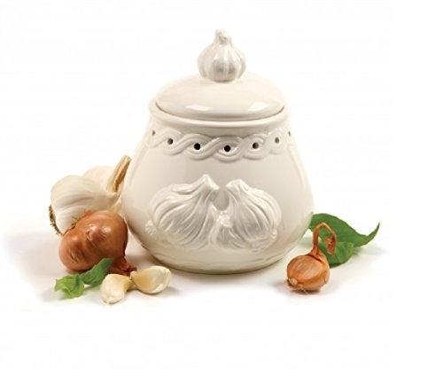 Norpro Deluxe Stoneware Garlic Keeper, Measures 7"x 5" x 5.5" White Color (1-Pack) - Image 4