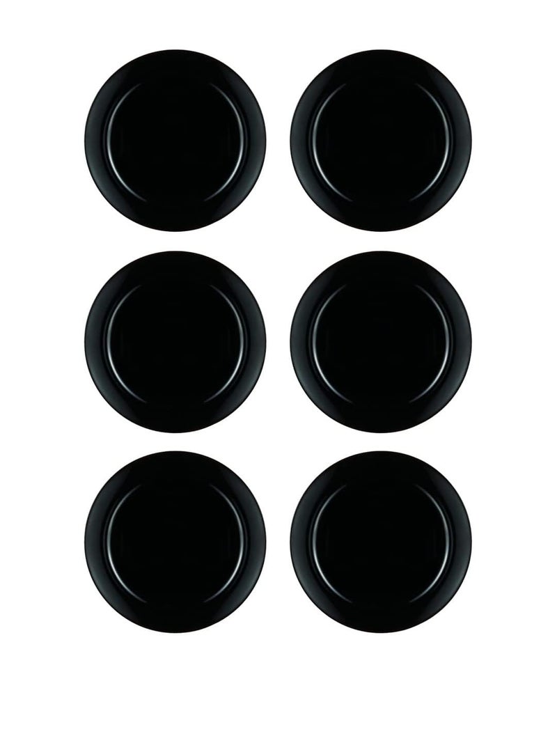 Incrizma 27 cm Dinner Plate Set of 6, Lightweight Round Opal Tempered Glass Break and Chip Resistant stackble Black Dinnerware Plates, Dishwasher and Microwave Safe (27 cm) - Image 4