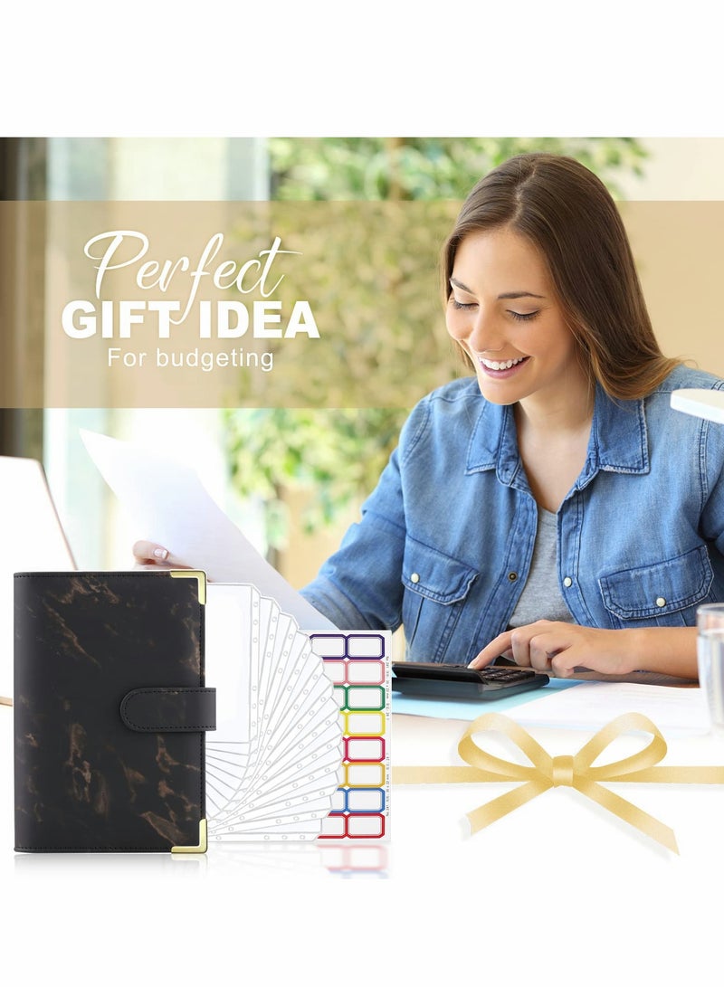 SYOSI Budget Binder with Zipper Envelopes, 14Pcs Budget Binder, Cash Envelopes for Budgeting, Money Organizer for Cash, Budget Planner with Cash Envelopes (Black) - Image 4