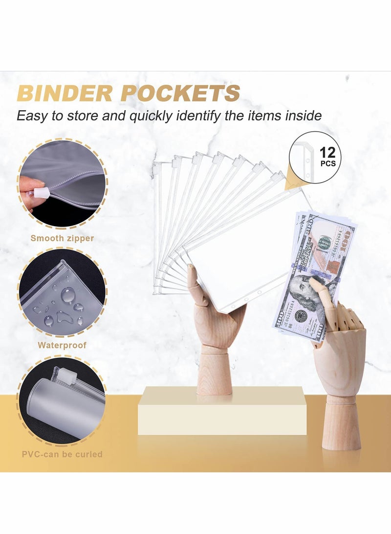 SYOSI Budget Binder with Zipper Envelopes, 14Pcs Budget Binder, Cash Envelopes for Budgeting, Money Organizer for Cash, Budget Planner with Cash Envelopes (Black) - Image 3