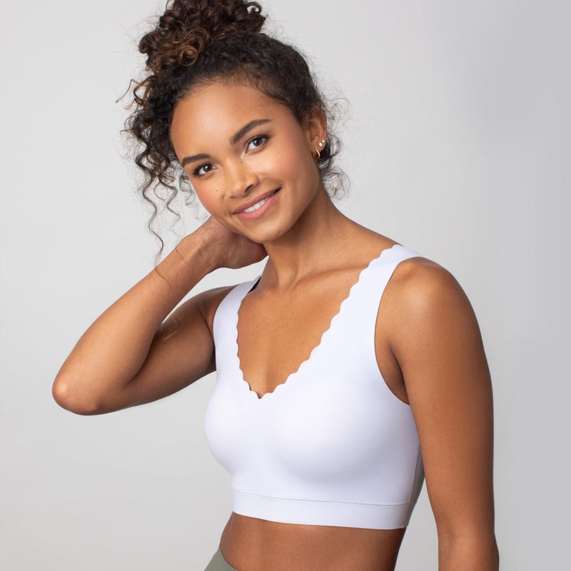 Floatley Cozy Scalloped Bra Comfort Wirefree Full Coverage Seamless Bra with Embedded Pad for Women Size L - Image 2