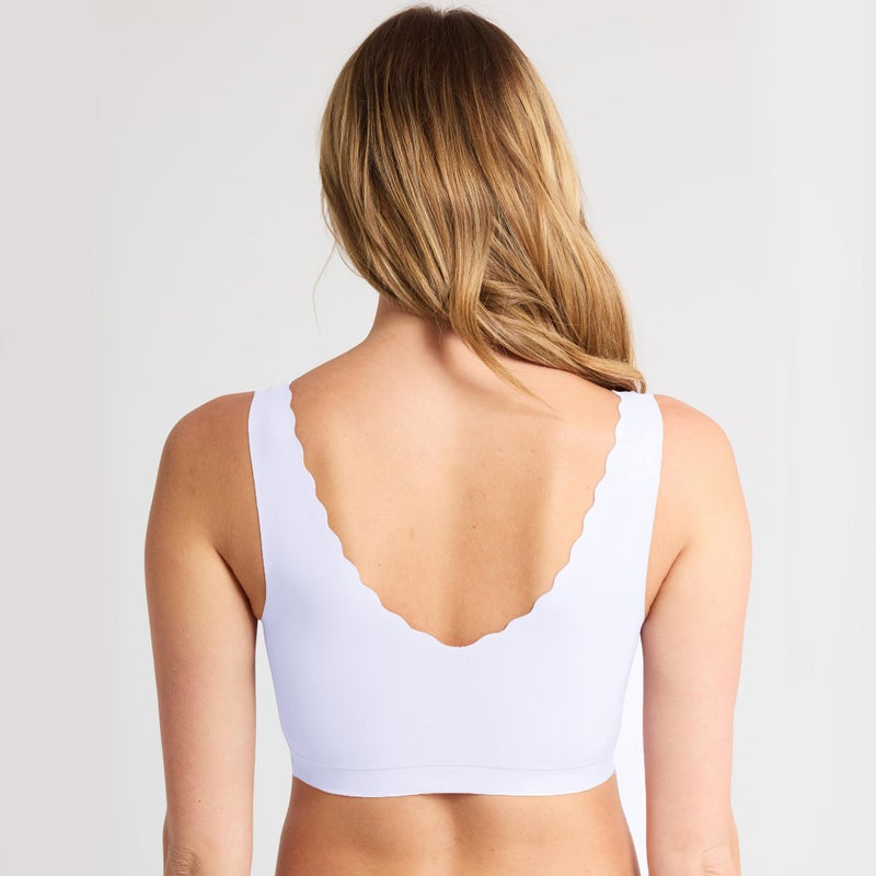 Floatley Cozy Scalloped Bra Comfort Wirefree Full Coverage Seamless Bra with Embedded Pad for Women Size L - Image 3