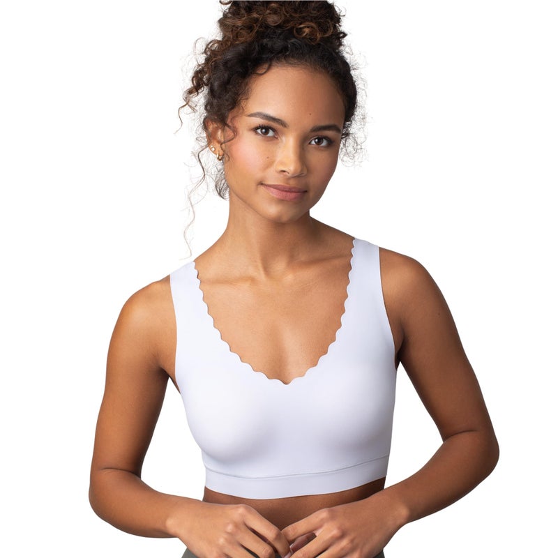 Floatley Cozy Scalloped Bra Comfort Wirefree Full Coverage Seamless Bra with Embedded Pad for Women Size L - Image 1