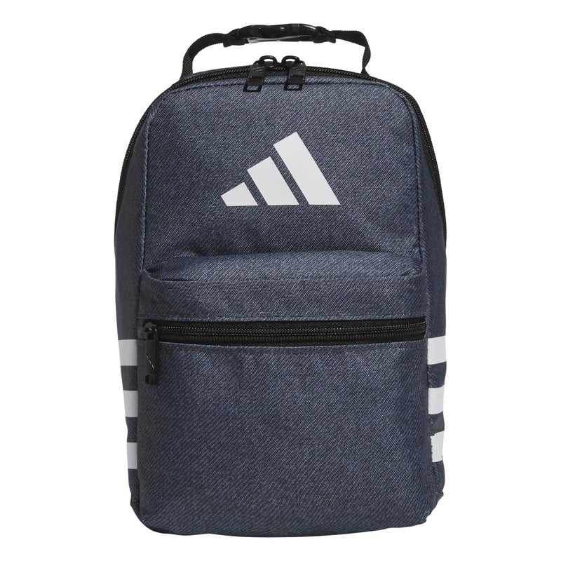 Adidas حقيبة غداء أديداس سانتياغو مبردة للنساء والرجال، حاوية طعام معزولة مع جيب شبكي، رمادي/أسود، مقاس واحد - Image 1