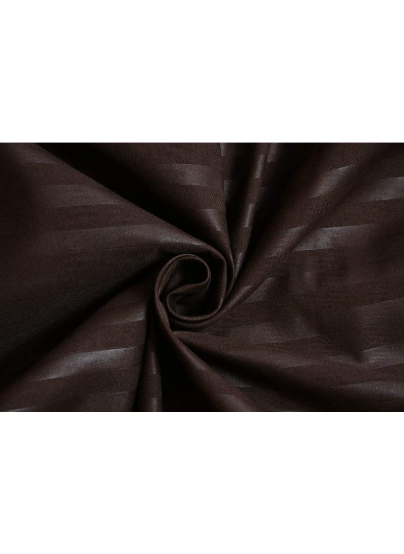 Furnishmate FURNISHMATE 300 TC Cotton Satin Striped Double Queen and King Size Plain Bedsheet with 2 Pillow Covers Premium Luxury Hotel Collection Solid Stripes 90 x 100 Coffee  - Image 2