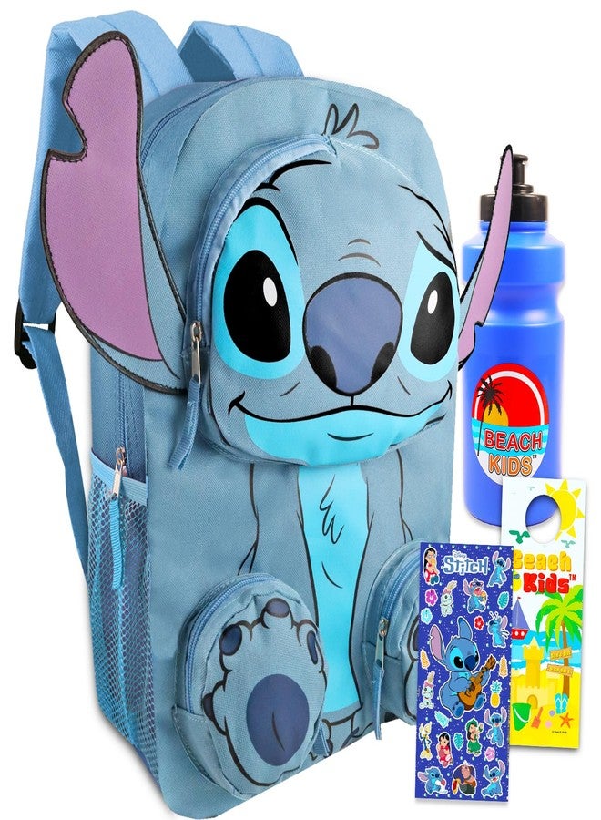 Lilo & Stitch Stitch Backpack for Girls Set - Bundle with Lilo and Stitch Backpack with Front Pockets Plus Water Bottle, Stickers, More | School Supplies for Kids - Image 1
