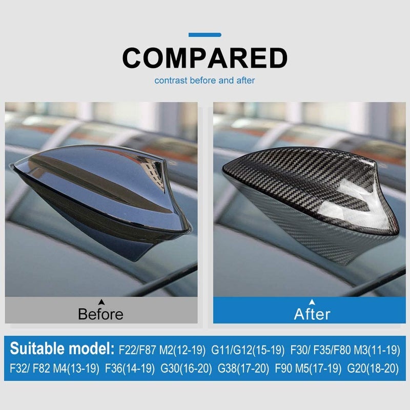 AIRSPEED Carbon Fiber Car Shark Fin Antenna Cover Radio Signal Base Sticker for BMW F22 F87 M2 F30 F35 F80 M3 G20 F32 F36 F82 M4 G30 G38 F90 M5 G11 G12 Accessories (Black) - Image 3