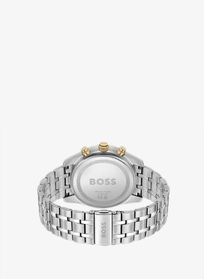 BOSS Calendar Skytraveller Collection Chronograph Quartz Watch For Men With Silver Stainless Steel Bracelet - 1514195