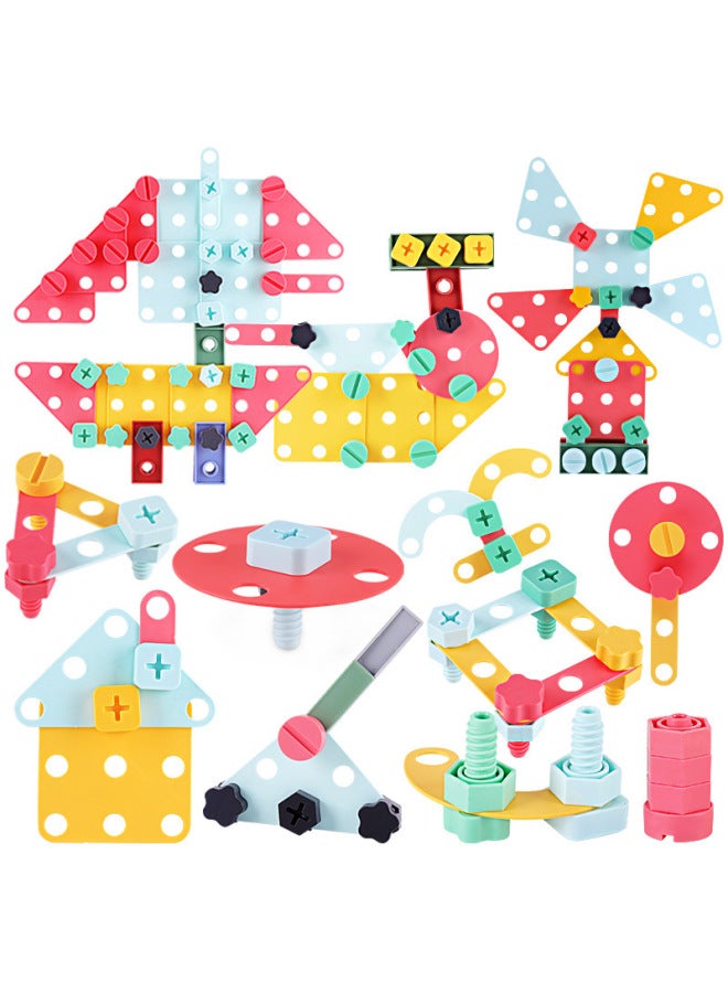 Children's Screw Disassembly Toy Twist Nut Removable Building Blocks Baby 3 To 6 Years Old Early Education Male-Color:Styling Flakes + 4-piece Tool Set (without Box)-Specifications:10 Pairs Of Screws And Nuts  - Image 1