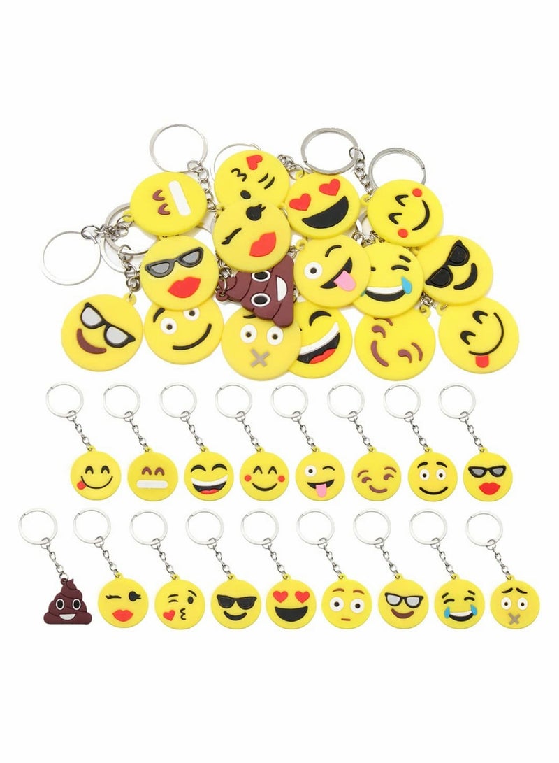 34pcs Mini Emoji Keychains - Fun PVC Party Favors & Gifts for Kids Birthday Celebrations, Perfect for Prizes & Goodie Bags! - Image 1