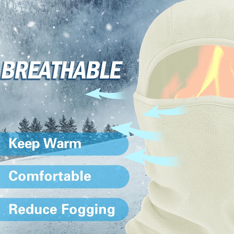Oliumt Balaclava Ski Mask for Men & Women - Winter Face Mask with Multiple Wear Styles - for Outdoor Sports & Cold Weather (US, Alpha, One Size, Beige) - Image 2