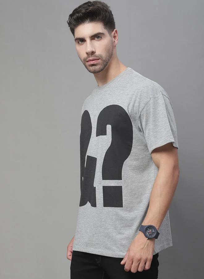 Styli Men Grey Oversized Graphic Print T-Shirt By Door74