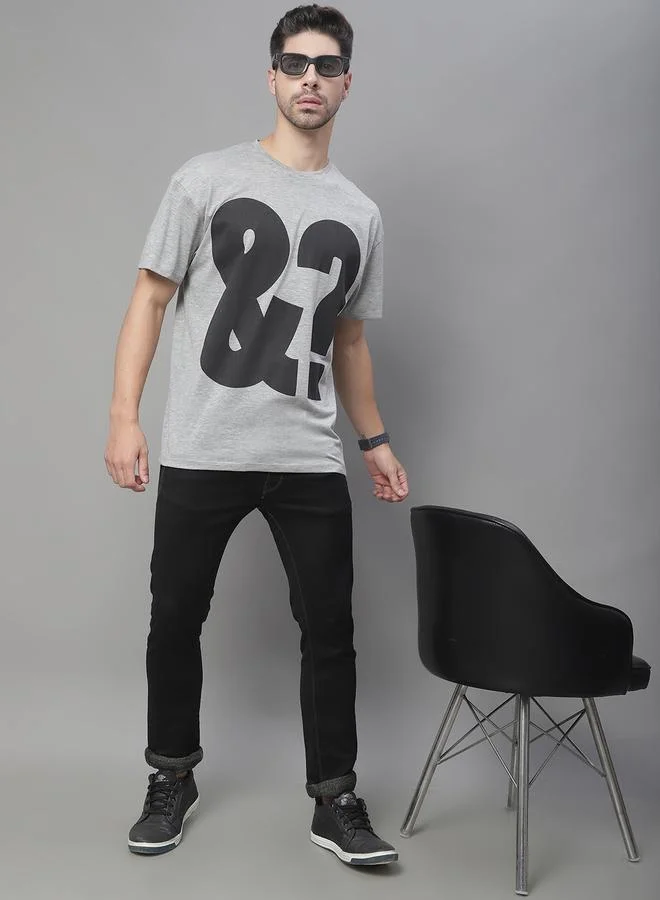Styli Men Grey Oversized Graphic Print T-Shirt By Door74