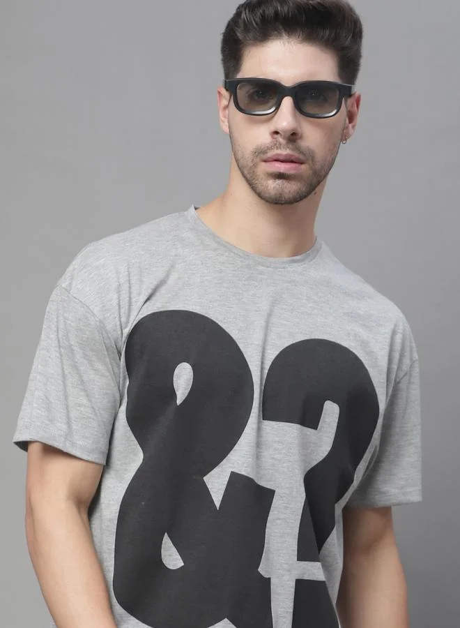 Styli Men Grey Oversized Graphic Print T-Shirt By Door74