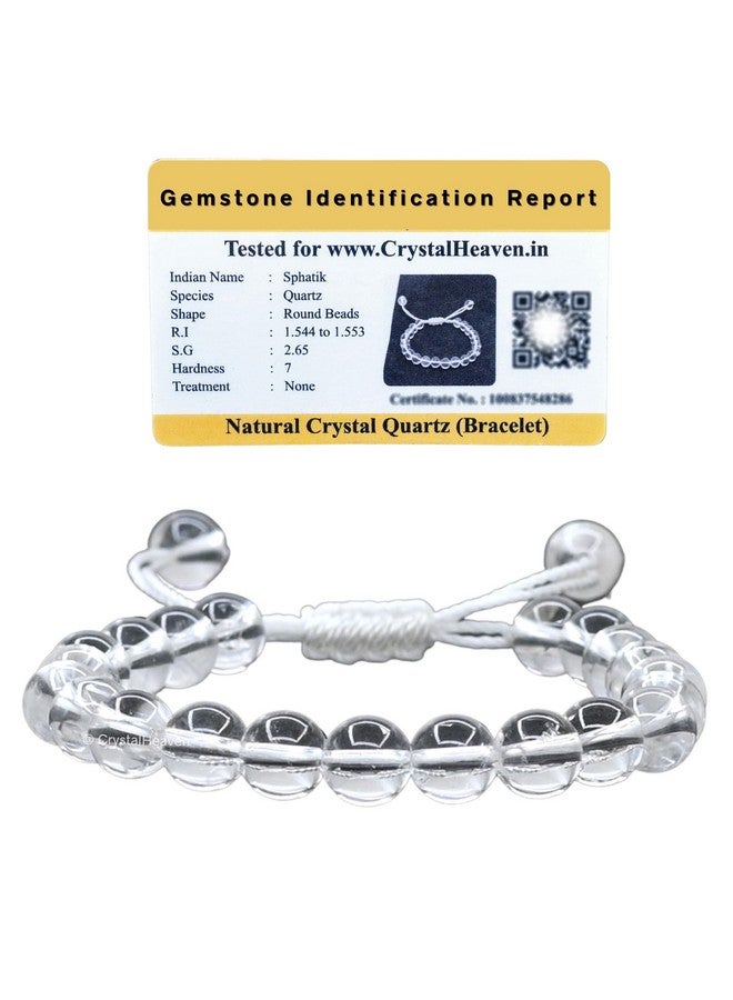 Crystal Heaven Certified Natural Healing Bracelet For Women Men - Aaa Grade Original Healing Gemstone Adjustable Bracelet For Yoga Reiki Meditation Feng Shui (Clear Quartz) - Image 1