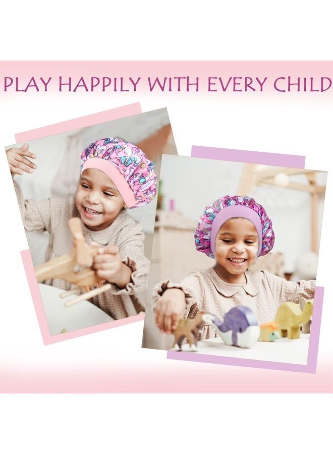 Selalu 4 Pcs Silk Bonnet for Sleeping Kids Bonnets for Girls Baby Satin Sleep Cap Hair Wraps for Curly Natural Hair Elastic Wide Band - Image 5