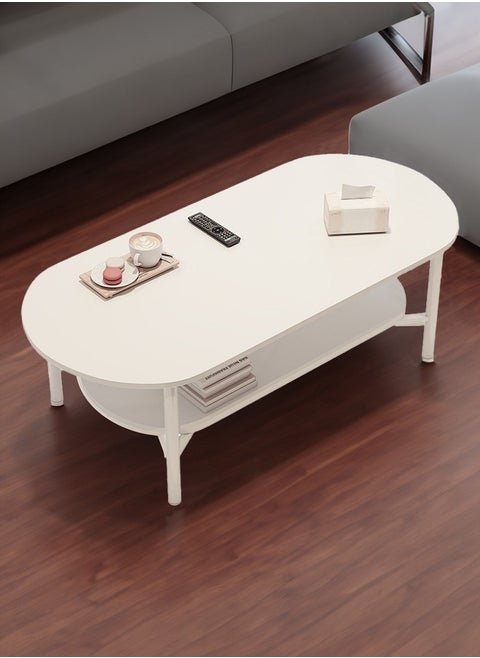 2 Tier Coffee Table with Modern Style Double Layer with Open Storage for Living Room Home Office