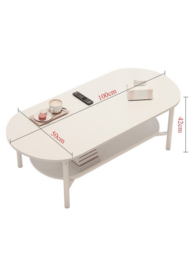 2 Tier Coffee Table with Modern Style Double Layer with Open Storage for Living Room Home Office
