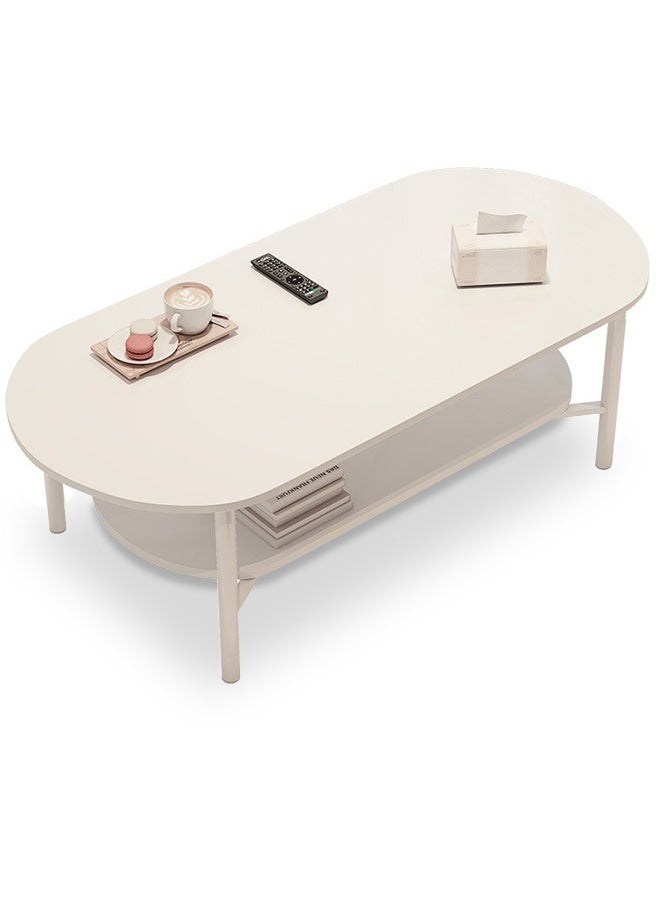 2 Tier Coffee Table with Modern Style Double Layer with Open Storage for Living Room Home Office