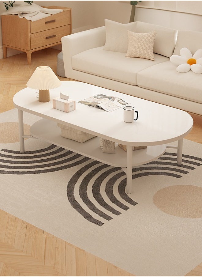 2 Tier Coffee Table with Modern Style Double Layer with Open Storage for Living Room Home Office