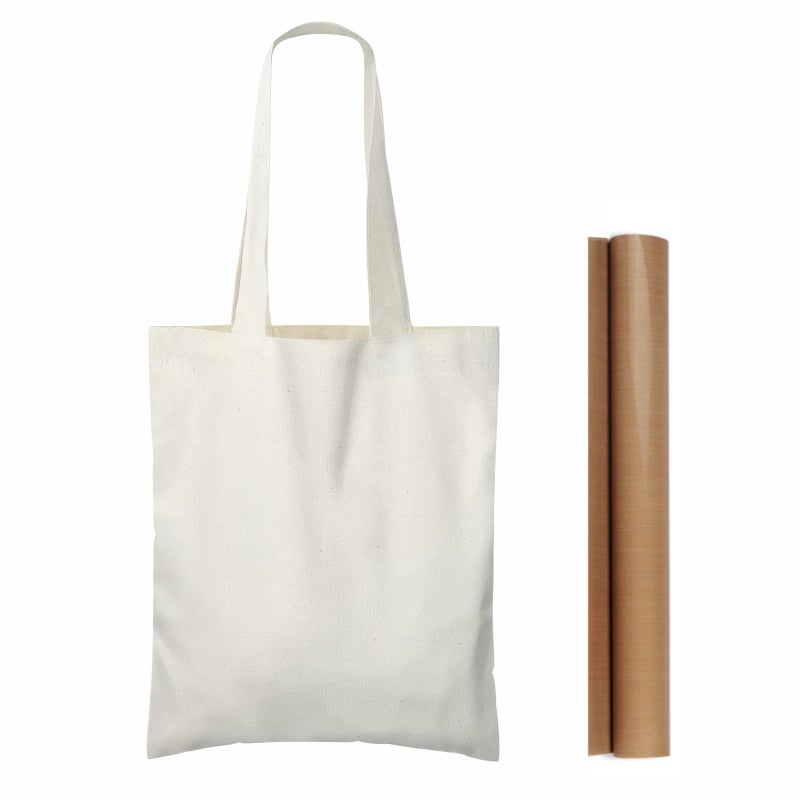 NPBAG 25 Pack 8.2'' X 10'' Mini Natural Cotton Tote Bags, Small Lightweight Blank Bulk Cloth Bags with 1pc of PTFE Teflon Sheet - Perfect for Parties Holidays - Image 1