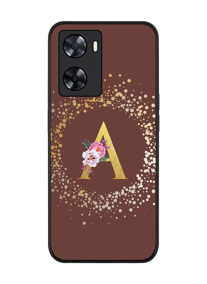 Stylizedd Rugged Black edge case for Oppo A57 4G/Oppo A77 4G/Oppo A77s Slim fit Soft Case TPU Gel Thin Cover - Custom Monogram Initial Letter Floral Pattern - A (Brown)  - Image 1