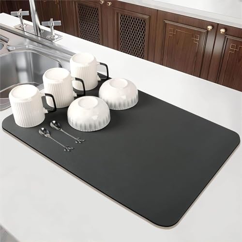 Kitssential® Placemat for Dish Drying Kitchen Utensil Dish Drying Mat| Quick Dry Water Absorbent mat Super Draining Mat for Kitchen| Placemat for Dish Drying with Non-Slip Rubber Backed(40 X 60 cm) - Image 1