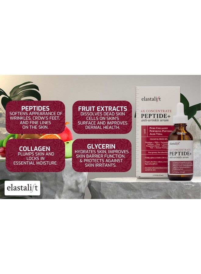 elastalift Peptide Facial Serum Moisturizer Skin Care Oil For Face Wrinkles Fine Lines & Puffiness. Moisturizing 6X Peptide Concentrate Serum W/Collagen Plumps Lifts Evens Skin Tone 1.75 Fl Oz - Image 3