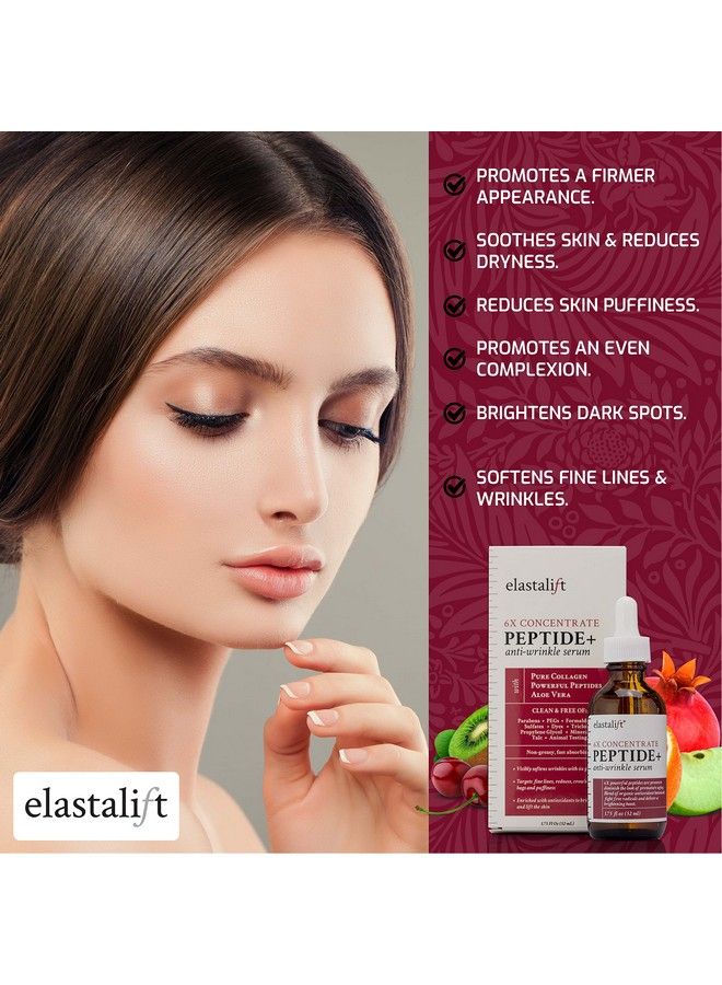elastalift Peptide Facial Serum Moisturizer Skin Care Oil For Face Wrinkles Fine Lines & Puffiness. Moisturizing 6X Peptide Concentrate Serum W/Collagen Plumps Lifts Evens Skin Tone 1.75 Fl Oz - Image 4
