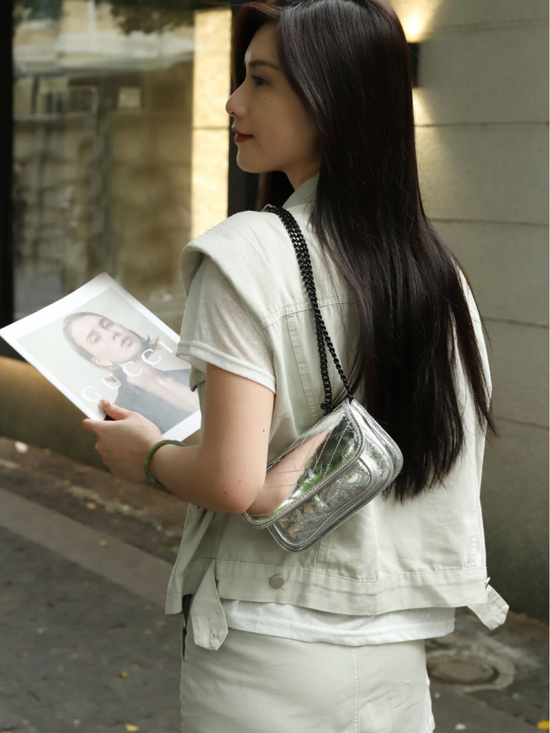 Genuine Leather Bag Women'S Crossbody Bag Poplar Grove Hobo High-End Messenger Bag Shoulder Chain Bag - Image 4