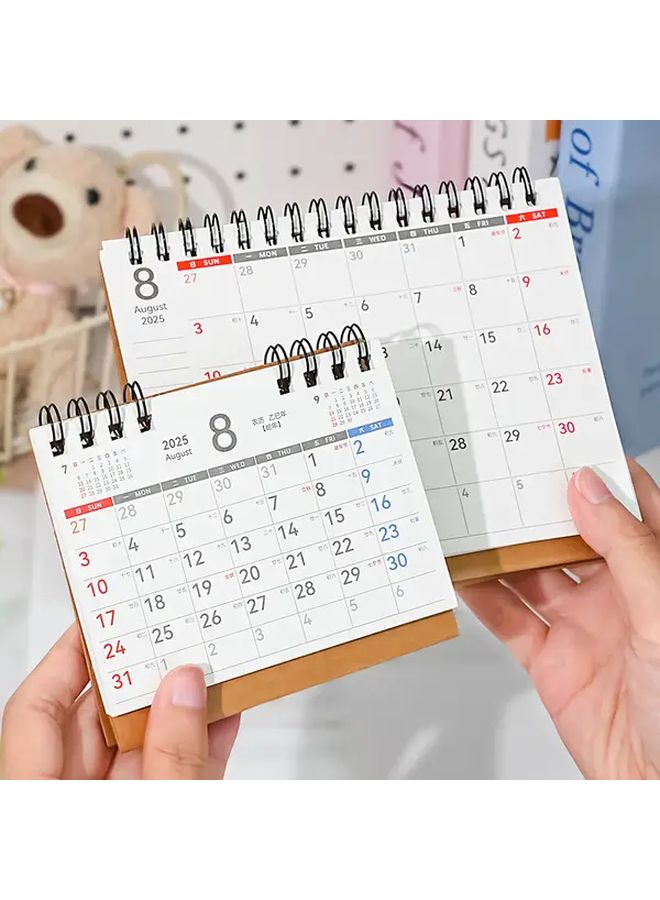 تقويم مكتب أبيض مزدوج الحلزون قابل للتقليب لعام 2026، مخطط، دفتر ملاحظات، منظم سطح المكتب للمكتب - Image 4