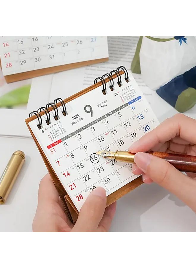 تقويم مكتب أبيض مزدوج الحلزون قابل للتقليب لعام 2026، مخطط، دفتر ملاحظات، منظم سطح المكتب للمكتب - Image 5