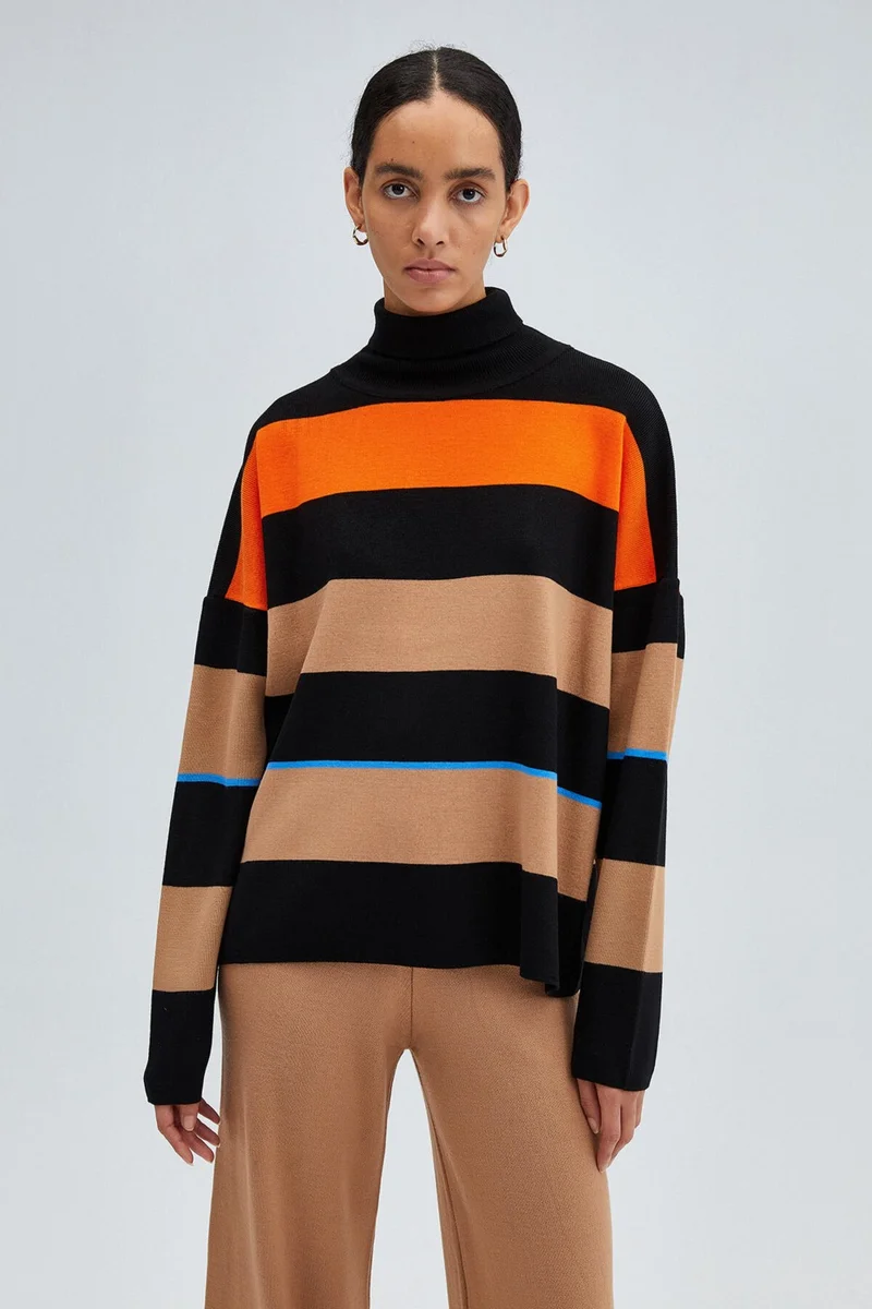 Touche Turtleneck Striped Sweater