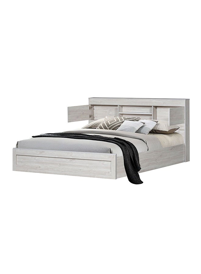 Danube Home Tisley King Bed With Under Bed Storage Sturdy Modern Design Wooden Double Bed Frame Furniture L 216.4 x W 188.5 x H 100 cm L.Oak/White Faux Marble - Image 4