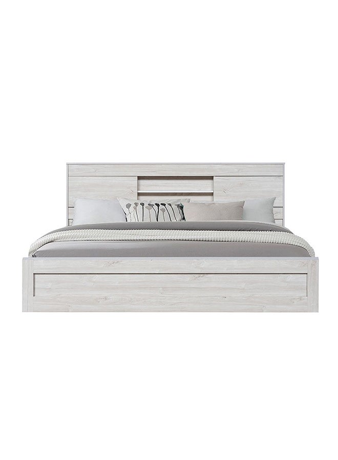 Danube Home Tisley King Bed With Under Bed Storage Sturdy Modern Design Wooden Double Bed Frame Furniture L 216.4 x W 188.5 x H 100 cm L.Oak/White Faux Marble - Image 2