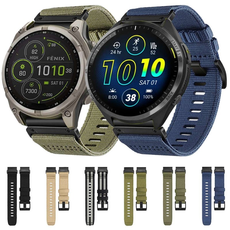 S-TOP For Garmin Fenix 5 / 5 Plus Nylon Canvas Quick Release 22mm Watch Band(Army Green) - Image 2