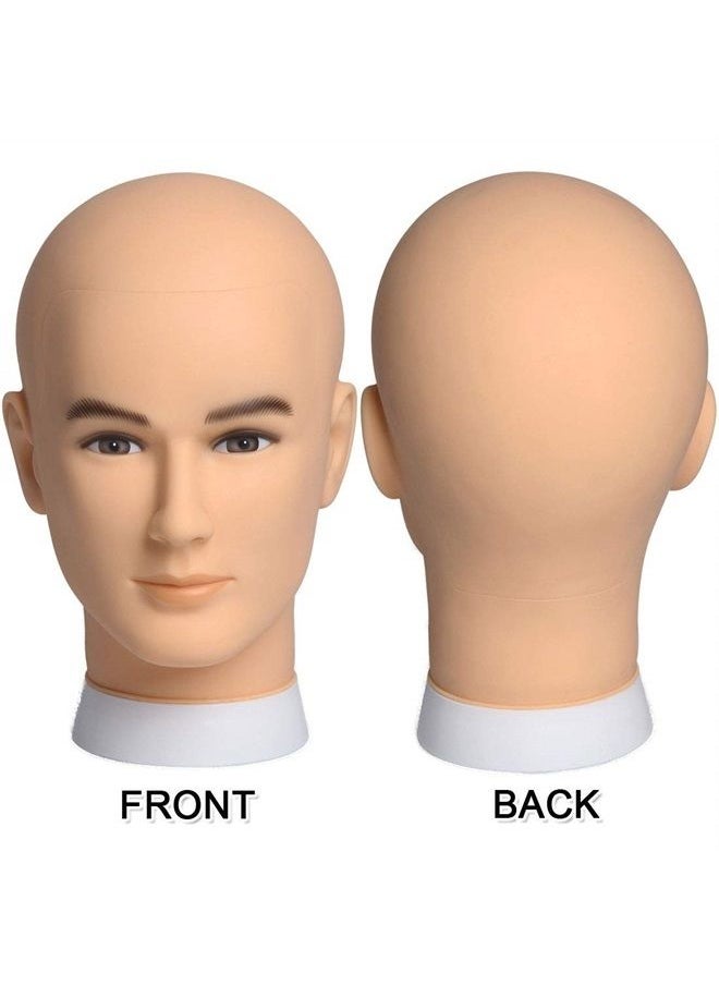 Newshair NEWSHAIR Bald Mannequin Head Male Wig Head Professional Cosmetology for Wig Making and Display Hat Helmet Glasses or Masks Display Head Model with Free Clamp Stand  - Image 2