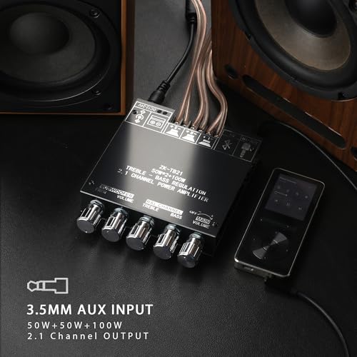 UwayKey ZK-TB21 Bluetooth Amplifier Board 2.1 Channel,50W+50W+100W Power Output Class D AMP Module with Dual TPA3116D2 Chip (ZK-TB21) - Image 5