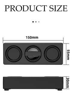 DUNISO Computer speaker, Bluetooth mini speaker, dual speaker subwoofer surround sound quality, with silicone foot pad, suitable for computers, phones, TVs, black  - Image 2