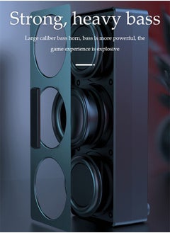 DUNISO Computer speaker, Bluetooth mini speaker, dual speaker subwoofer surround sound quality, with silicone foot pad, suitable for computers, phones, TVs, black  - Image 5