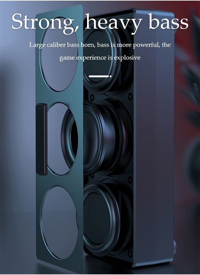 DUNISO - Computer speaker, Bluetooth mini speaker, dual speaker subwoofer surround sound quality, with silicone foot pad, suitable for computers, phones, TVs, black - Image 1