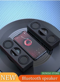 DUNISO Computer speaker, Bluetooth mini speaker, dual speaker subwoofer surround sound quality, with silicone foot pad, suitable for computers, phones, TVs, black  - Image 1