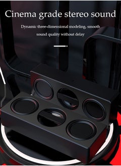 DUNISO Computer speaker, Bluetooth mini speaker, dual speaker subwoofer surround sound quality, with silicone foot pad, suitable for computers, phones, TVs, black  - Image 3